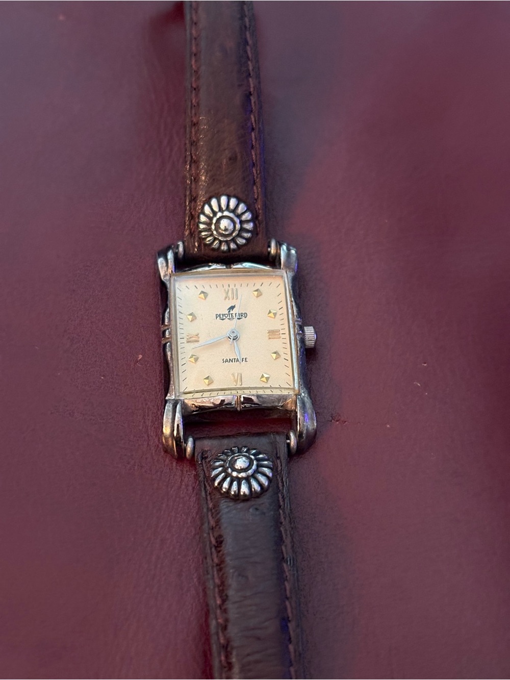 Pueblo Bird Santa Fe Women's Brown Leather Concho Watch